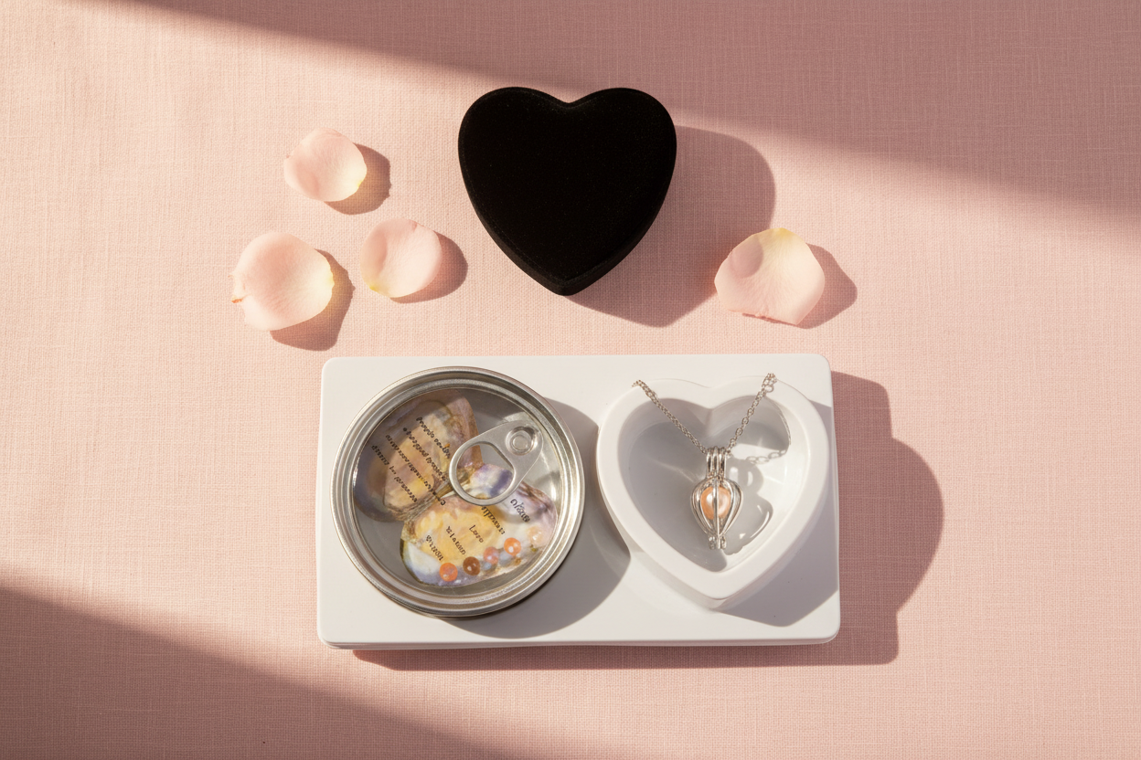 Shell Canned Oyster Love Pearl Necklace